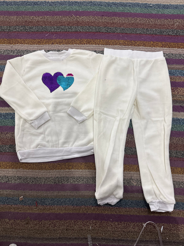 White heart printed puller fleece winter-Tracksuit