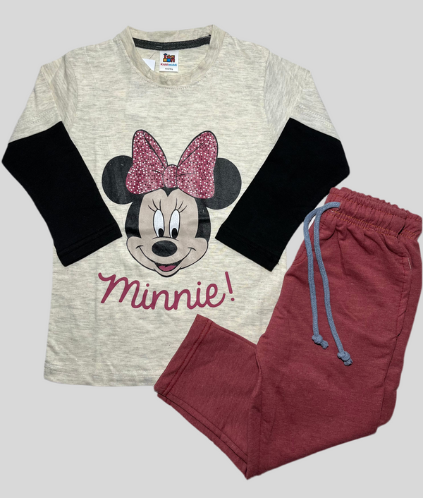 Cream Red printed-Winter Tracksuit
