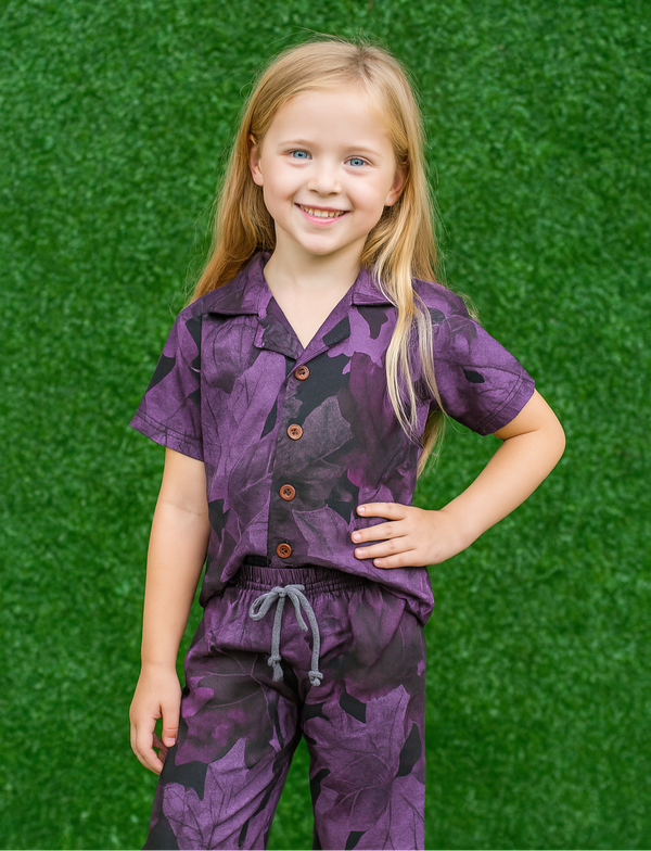 Purple Allover printed-Tracksui