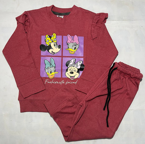 Mehroon minnie-printed Tracksuit