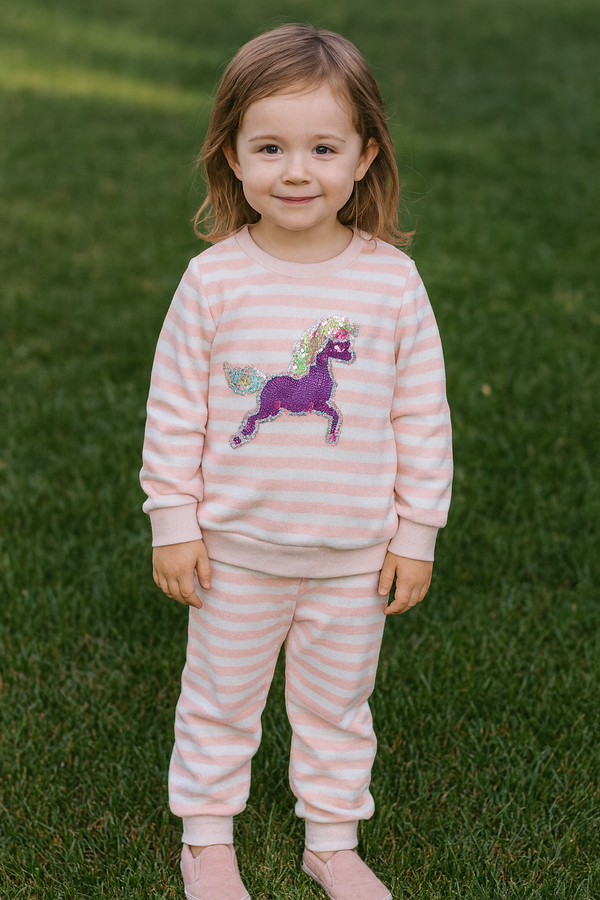 Pink linning unicorn puller fleece winter-Tracksuit