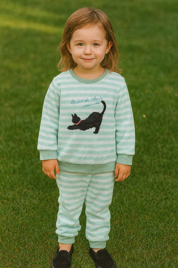 Light green Cat puller fleece winter-Tracksuit