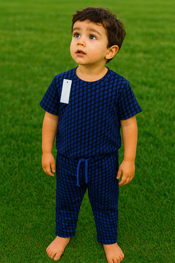 Navy blue allover printed-Tracksuit