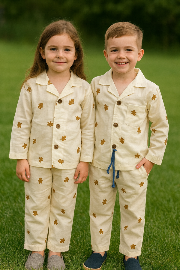 Cream Allover printed-Tracksuit