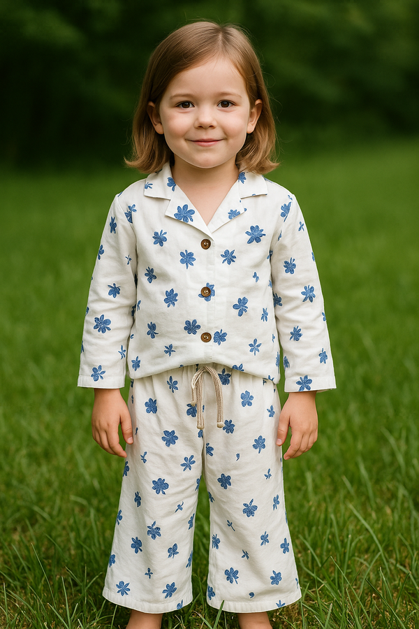 White Allover leaf printed-Tracksuit