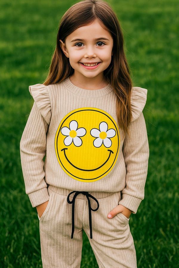 Beige smile -printed Tracksuit
