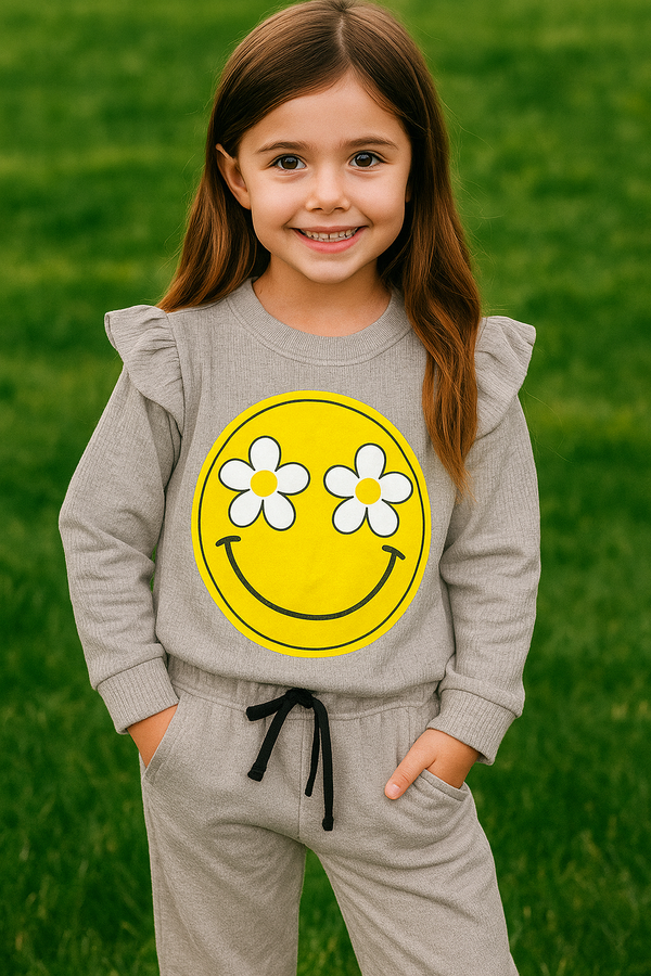 Light grey smile -printed Tracksuit