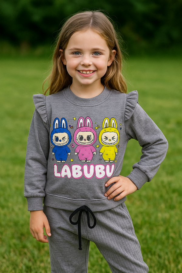 Grey labubu -printed Tracksuit