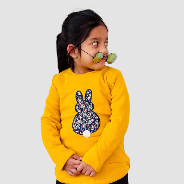 Mustard bunny winter-sweat shirt