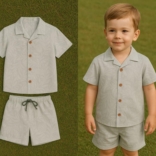 Grey allover printed-shortsuit