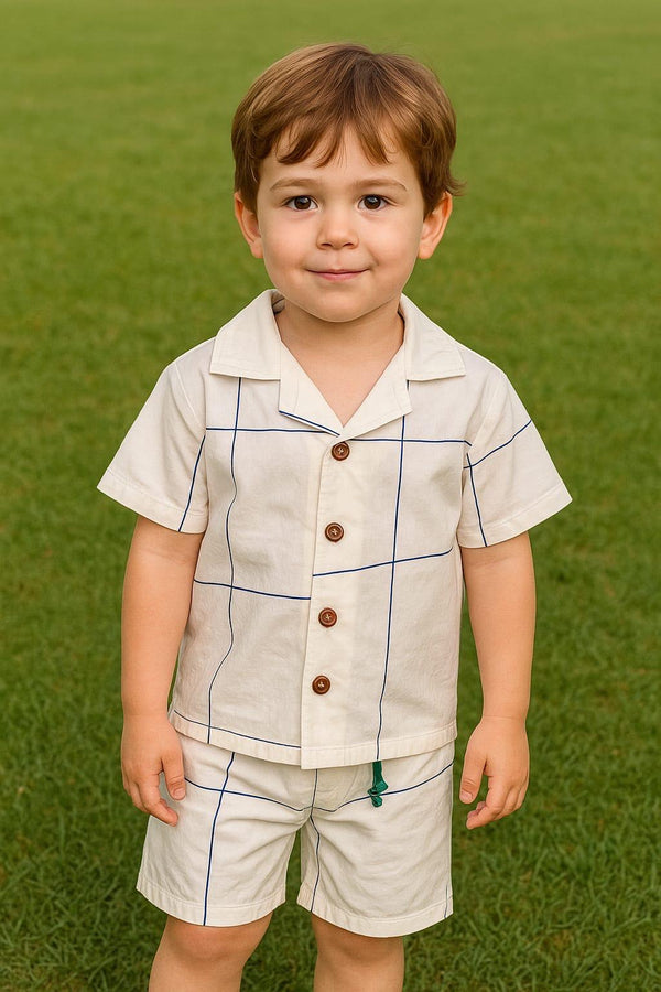 White blue linning-Shorts suit