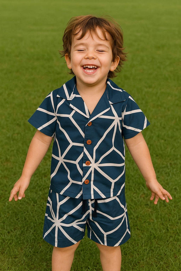 Navy blue allover Summer-shortsuit