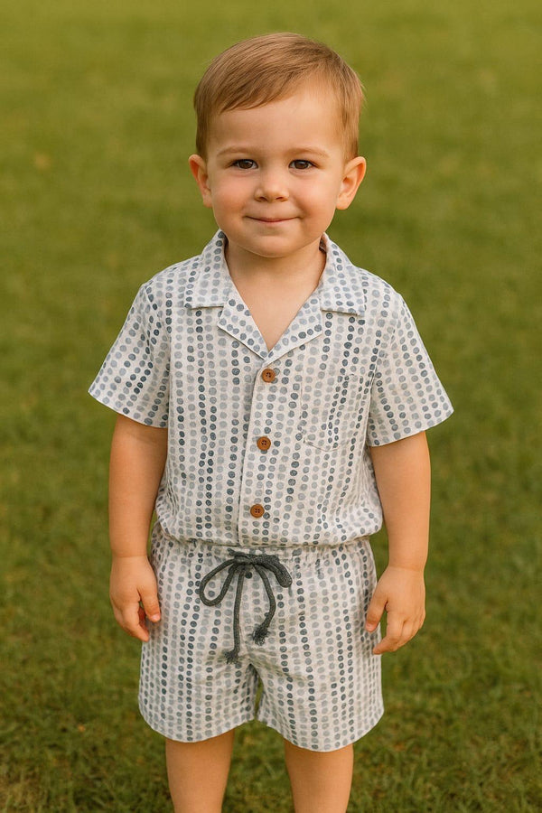 White blue dotted Summer-shortsuit